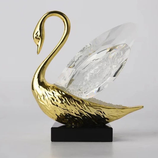 Brass / crystal swan