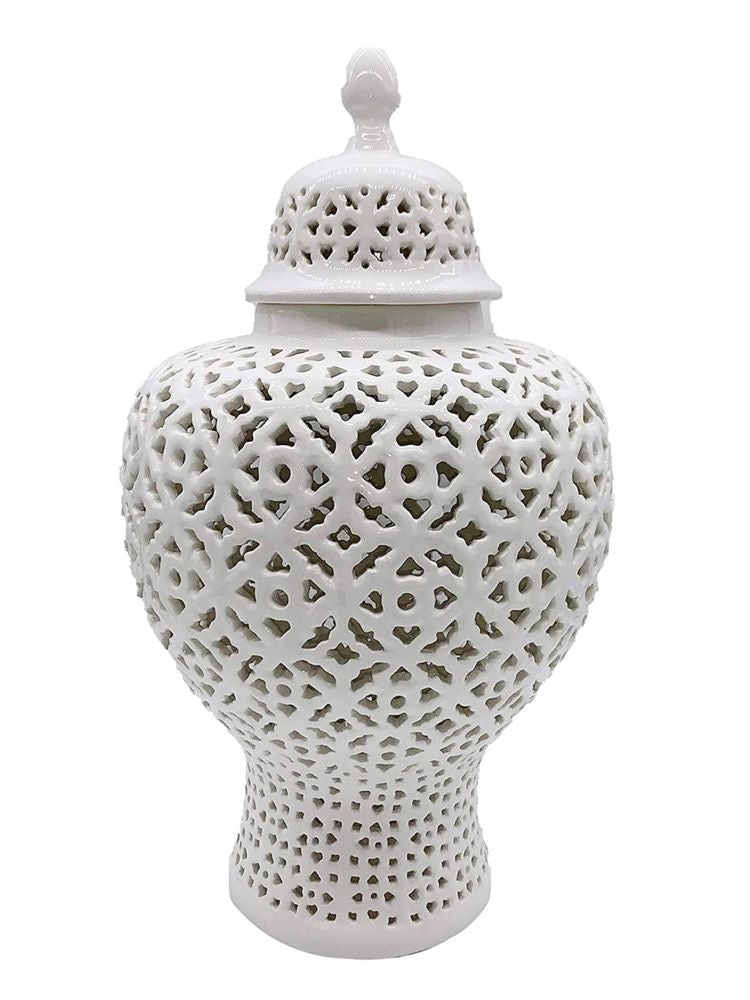 White patterned urn (large)